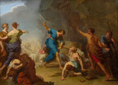 Moses defending the daughters of Jethro by Nicolas Bertin — digital art print download