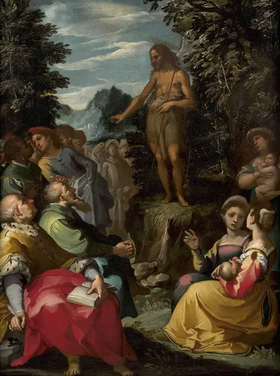 The preaching of Saint John the Baptist by Rutilio Manetti — digital art print download