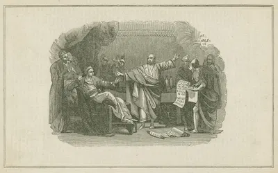 Belshazzar's feast–Daniel interpreting the handwriting on the wall by Benjamin West, 1775 - 1850 — digital art print download