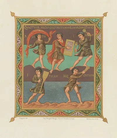 David et les IV compagnons, chantant les louanges du Seigneur by Клавдий Иосиф Чаппори, 1800 — digital art print download