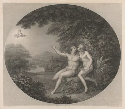 Adam and Eve in Paradise by Giovanni Battista Cipriani, 1790 — digital art print download