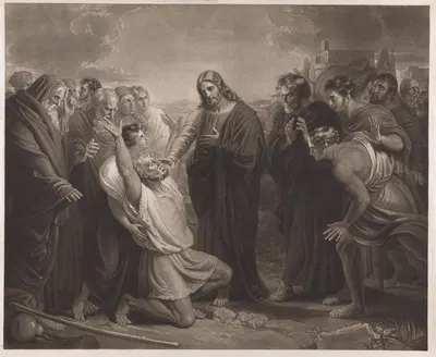 Christ giving sight to the blind by Henry James Richter, 1816 — digital art print download