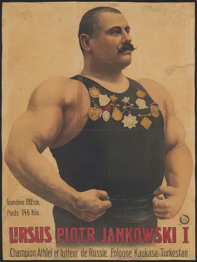 Ursus Piotr Jankowski I ; champion atlet et lutteur de Russie, Pologne by Адольф Фридлендер Лит., 1900-1909 — digital art…