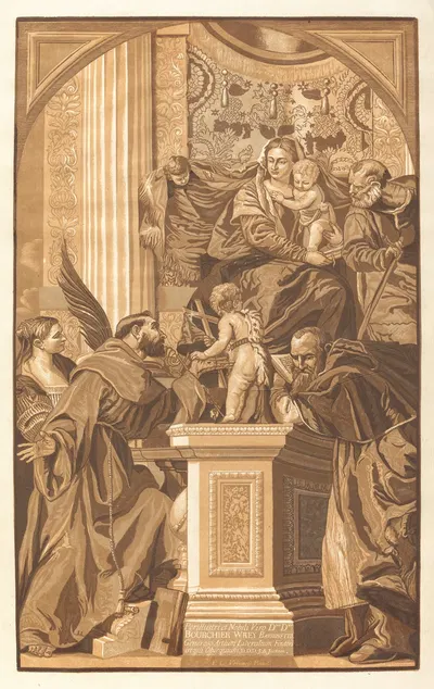 Holy Family and Four Saints (after Paola Veronese) by John Baptist Jackson, 1745 — digital art print download
