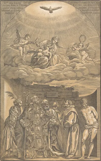 Madonna in Glory with Six Saints by John Baptist Jackson — digital art print download