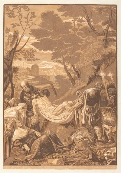 The Entombment (after Jacopo Bassano) by John Baptist Jackson, 1739 — digital art print download