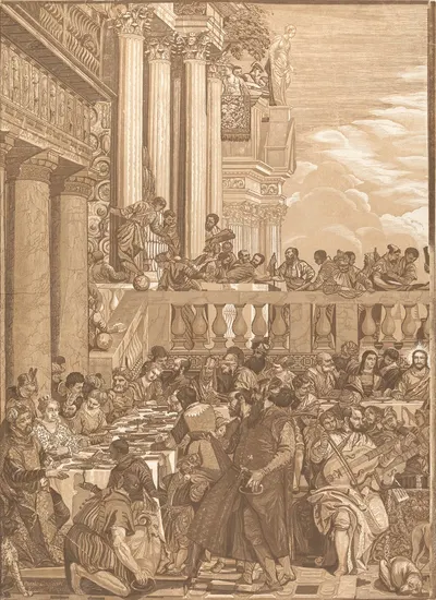The Marriage of Cana (left sheet) (after Paola Veronese) by John Baptist Jackson, 1740 — digital art print download