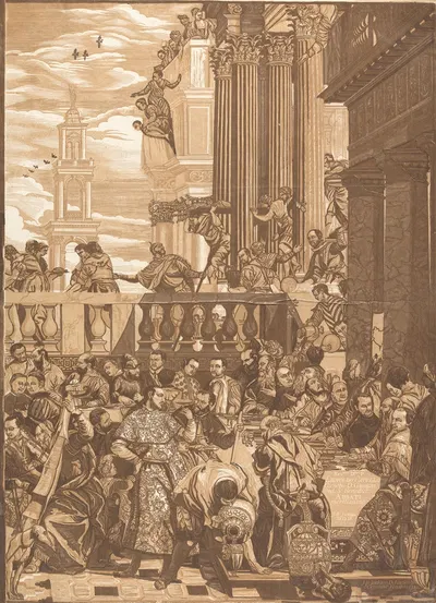 The Marriage of Cana (right sheet) (after Paola Veronese) by John Baptist Jackson, 1740 — digital art print download