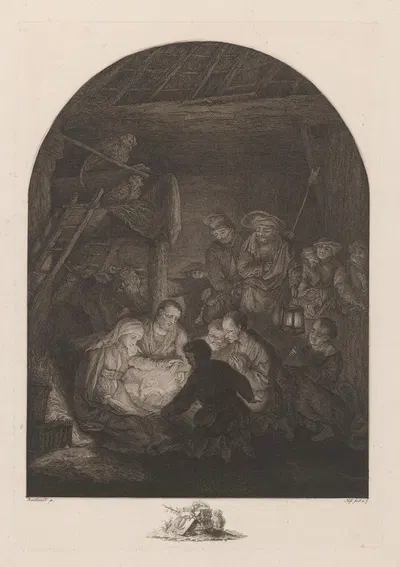 Adoration of the Shepherds by Карл Эрнст Кристоф Хесс — digital art print download