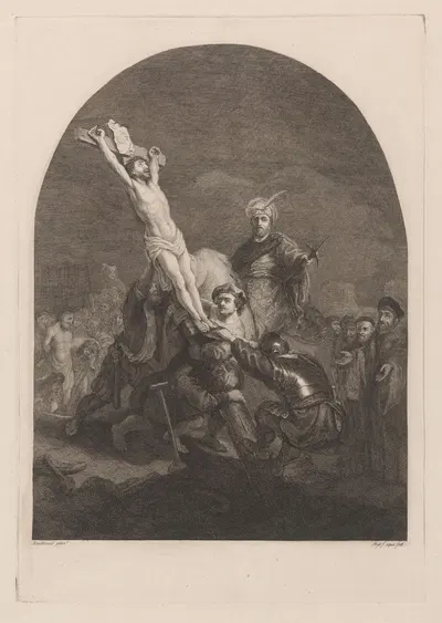 Erection of the Cross by Карл Эрнст Кристоф Хесс — digital art print download