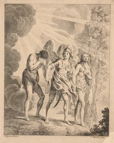 Expulsion of Adam and Eve from the Garden of Eden by Фрэнсис Хейман — digital art print download