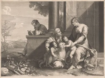 Holy Family with Elizabeth and John the Baptist by Франсуа де Пойи — digital art print download