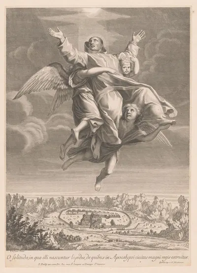 Saint Bruno carried to heaven by three angels by Франсуа де Пойи — digital art print download