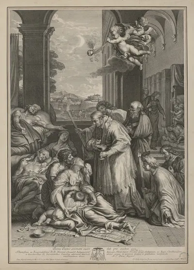Saint Charles Borromeo administering communion to the plague victims of Milan by Франсуа де Пойи — digital art print download