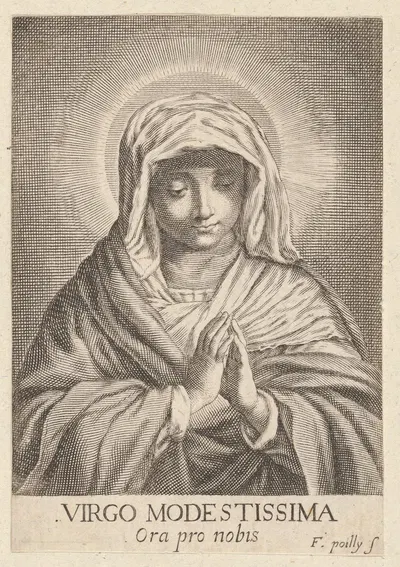 The Virgin in prayer looking down, after Reni by Франсуа де Пойи — digital art print download