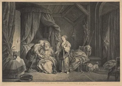 Sarah gives her maid Hagar to her husband Abraham as his wife by Георг Фридрих Шмидт — digital art print download