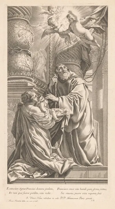 St. Francis of Paola brings a child back to life by Jean Boulanger, 1655 — digital art print download