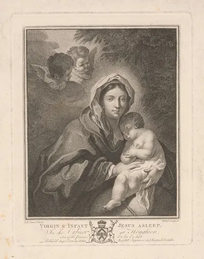 Virgin and Infant – Jesus asleep by Jean-Baptiste Michel — digital art print download