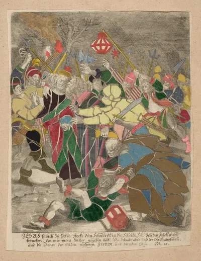 Kiss of Judas and Arrest of Christ by Johann Bussemacher — digital art print download