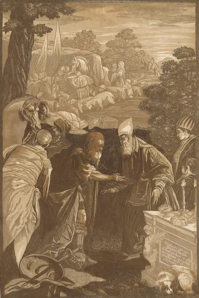 Melchizedek blessing Abraham by John Baptist Jackson, 1743 — digital art print download
