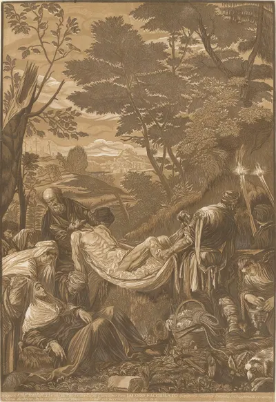 The Entombment by John Baptist Jackson, 1739 — digital art print download
