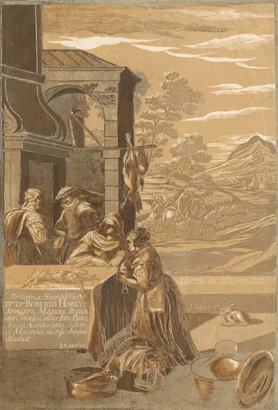 The Rich Man and Lazarus (after Jacopo Bassano) by John Baptist Jackson, 1740 — digital art print download