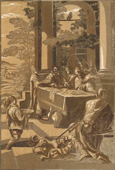 The Rich Man and Lazarus (after Jacopo Bassano) by John Baptist Jackson, 1740 — digital art print download