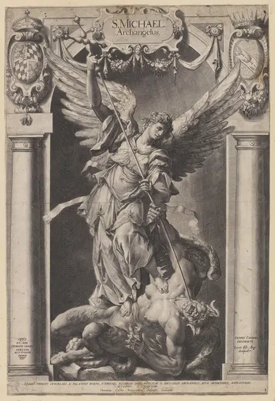 Archangel Michael kills the devil by Лукас Килиан — digital art print download