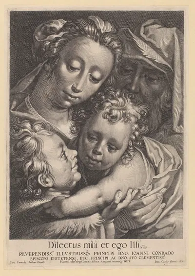 Holy Family with John the Baptist by Лукас Килиан — digital art print download