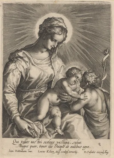 Mary with child and John the Baptist by Лукас Килиан — digital art print download