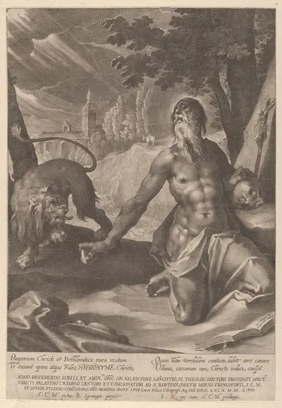 Saint Jerome in the Desert by Лукас Килиан, 1610 — digital art print download