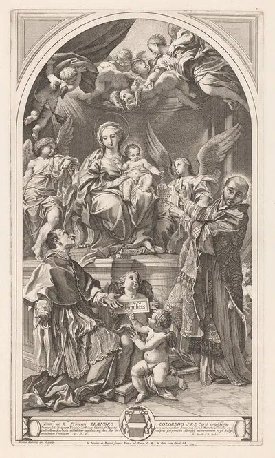 Veneration of Mary and Child by Carolus Borromeus and Ignatius of Loyola by Николас Дорини — digital art print download