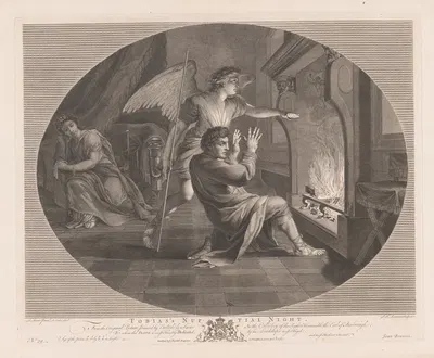 Tobias' wedding night by Симон Франсуа Равене, 1767 — digital art print download