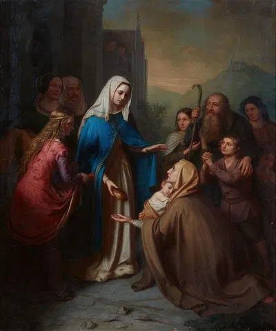 Almosenspende der Heiligen Elisabeth von Thüringen by Клара Вильгельмина Оэнике, 1857 — digital art print download