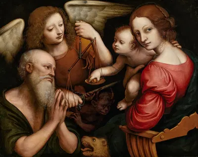 The Madonna and Child seated with Saint Jerome and the Archangel Michael by Giampietrino (Giovanni Pietro Rizzoli) —…