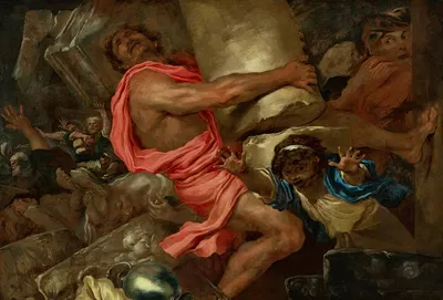 Samson destroying the Temple of the Philistines by Джованни Бенедетто Кастильоне — digital art print download