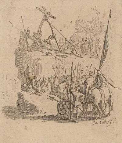 The Small Passion – The raising of the cross by Jacques Callot, 1624 — digital art print download