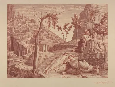 Christ praying on the Mount of Olives, next to three sleeping apostles by Achille Jacquet, 1870-1908 — digital art print…