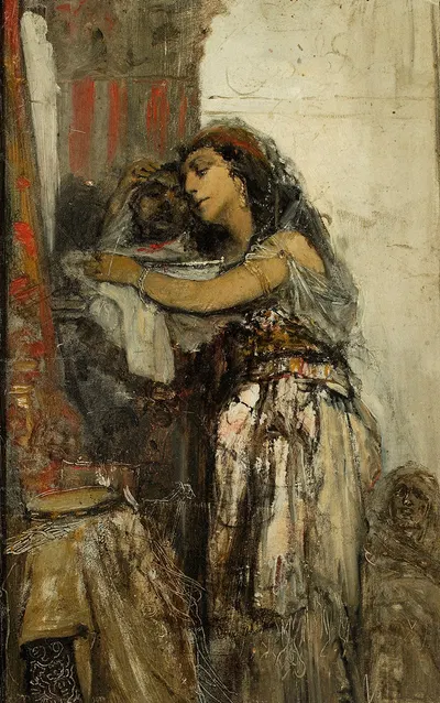Salome with the head of St. John, sketch by Мавриций Готлиб, 1877-1878 — digital art print download