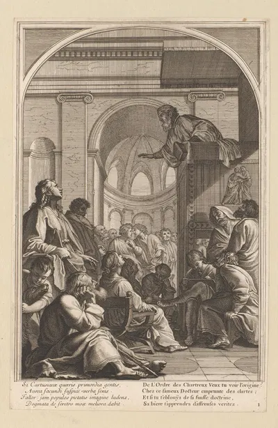 Saint Bruno at the sermon of Raymond Diocrès by François Chauveau, 1623-1676 — digital art print download