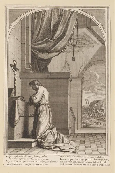 Saint Bruno in prayer by Франсуа Шово, 1623-1676 — digital art print download
