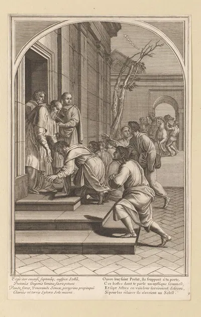 Arrival of Saint Bruno and his followers in Grenoble by François Chauveau, 1623-1676 — digital art print download