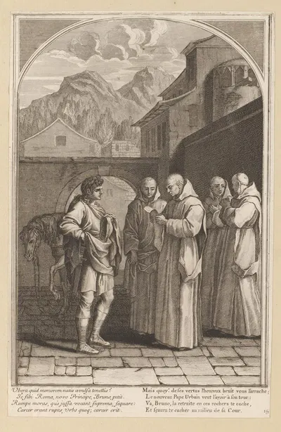Saint Bruno receives a message from Pope Urban II by Франсуа Шово, 1623-1676 — digital art print download