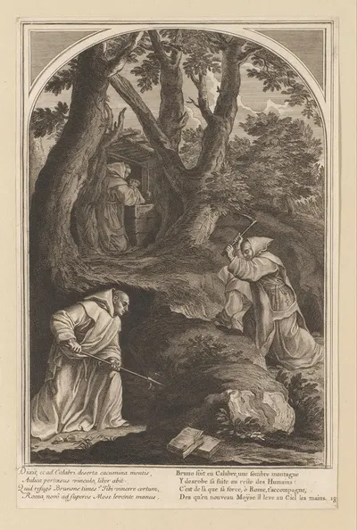 Saint Bruno in prayer in Calabria by Франсуа Шово, 1623-1676 — digital art print download