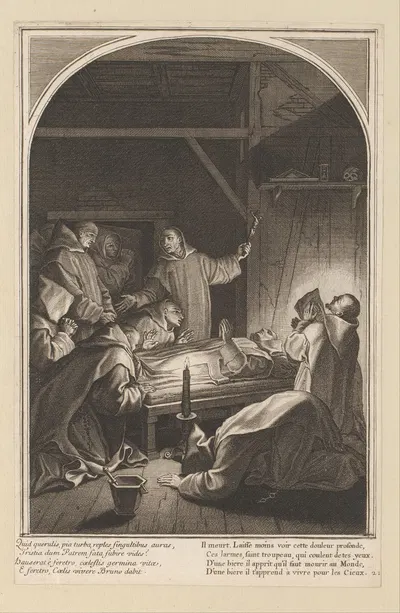 Death of Saint Bruno by Франсуа Шово, 1623-1676 — digital art print download