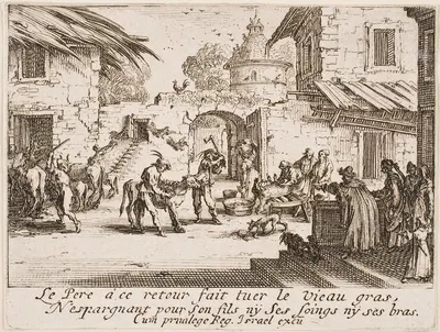 Killing the Fatted Calf by Jacques Callot, 1635 — digital art print download
