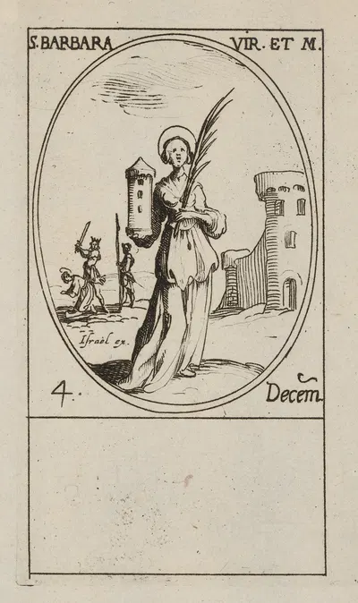 St. Barbara Virgin and Martyr. 4 December by Jacques Callot, 1592-1635 — digital art print download