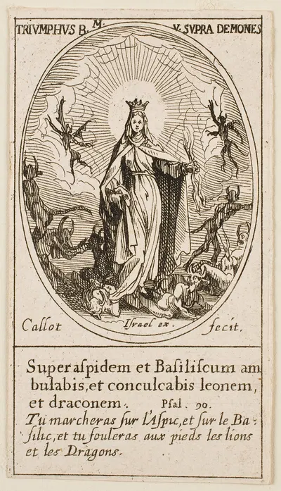 The Blessed Virgin Mary Triumphant over Demons by Jacques Callot, 1632 — digital art print download