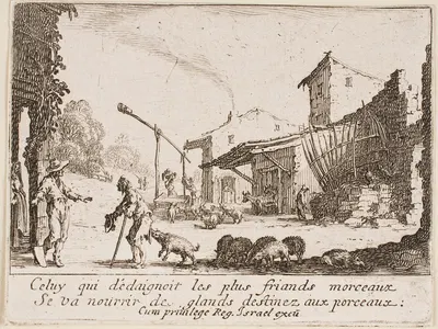 The Prodigal Son Tends the Swine by Jacques Callot, 1635 — digital art print download