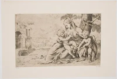 The Virgin in a Landscape by Jacques Callot, 1613 — digital art print download